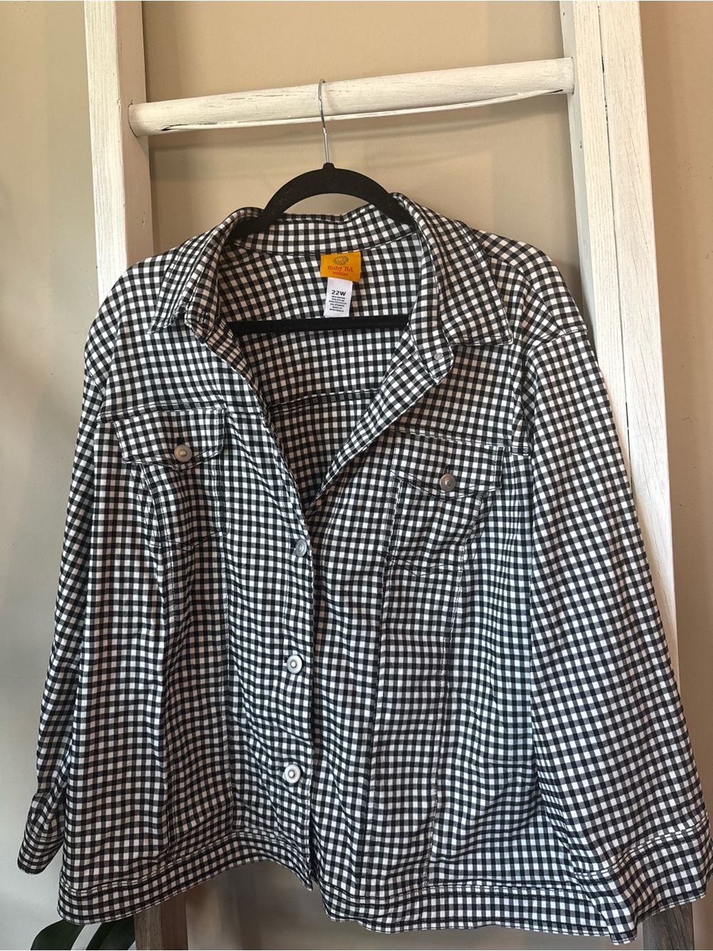 Ruby Rd. Black & White Gingham Button-Front Jacket